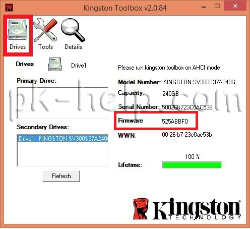 Фото Просмотр обновленой прошивки на Kingston 300 V