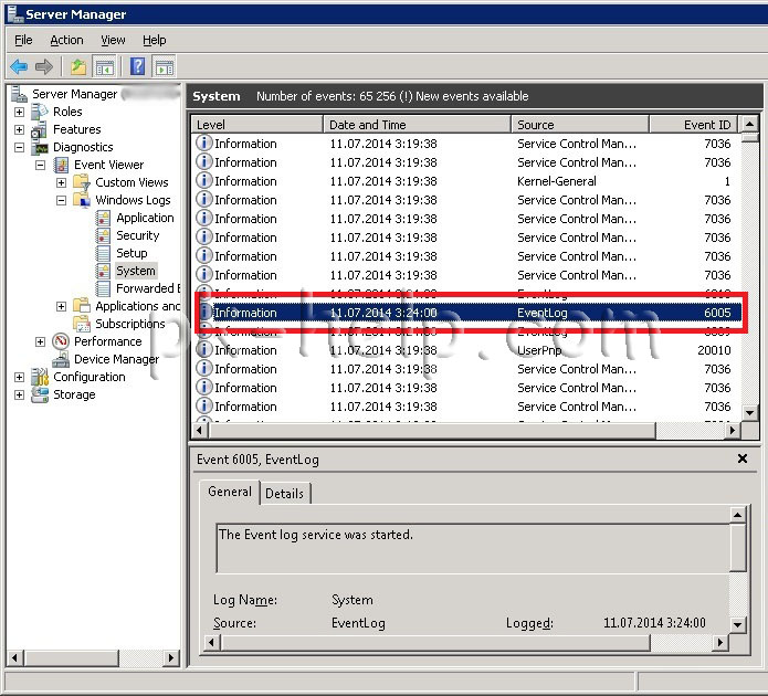 Фото Определяем время загрузки Windwos с помощью Windows Logs